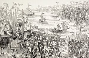 Débarquement des croisés à Damiette, en Égypte, en 1249, lors de la septième croisade. - Paul Lacroix