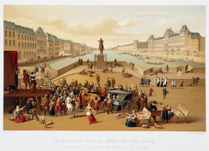 Le Pont Neuf vers le milieu du XVIIe siècle, « XVIIe siècle - Institutions : usages et costumes, France 1590-1700 » par Paul Lacroix