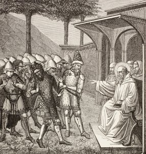 Saint Benoît de Nursie reproche à Baduila Aka Totila, roi des Ostrogoths, de l