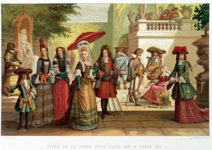 Types de mode sous Louis XIII et Louis XIV - dans "Institutions: usages et costumes, France 1590-1700" par Paul Lacroix