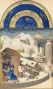 Février - village sous la neige, 15e siècle, 1939 - Paul Limbourg