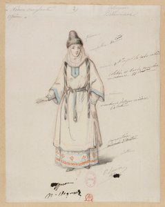 Gounod - La nonne sanglante - Quatre maquettes de costumes par Paul Lormier - 2. Villageoise bohémienne - Paul Lormier