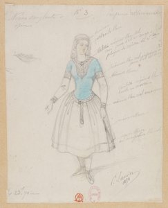 Gounod - La nonne sanglante - Quatre maquettes de costumes par Paul Lormier - 3. Paysanne bohémienne