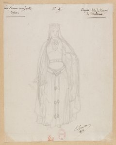 Gounod - La nonne sanglante - Quatre maquettes de costumes par Paul Lormier - 4. Agnès, fille du baron de Moldaw - Paul Lormier