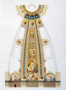 Décoration en mosaïque du grand dôme, chromolithographie du Vatican et de la basilique Saint-Pierre