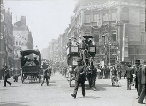 Ludgate Circus, Londres, préparé pour le Jubilé de la Reine, 1897 - Paul Martin