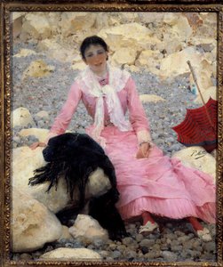 Portrait de Fernande Mathey (1857-1941) sur la plage