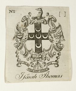Ex-libris pour Isaiah Thomas (1749-1831), vers 1765-1770 (gravure sur papier vergé)
