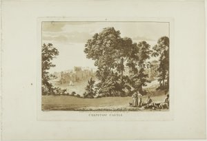 Château de Chepstow, planche quatre de Twelve Views in Wales (Douze vues du Pays de Galles)