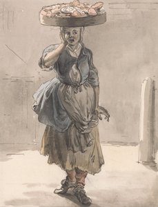 Les cris de Londres - Une fille avec un panier sur la tête (Lumières pour les chats, foie pour les chiens) - Paul Sandby