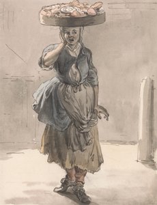 Les cris de Londres : Une fille avec un panier sur la tête ("Lumières pour les chats, foie pour les chiens") - Paul Sandby