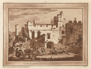 Château de Manerbawr depuis la cour intérieure - Paul Sandby