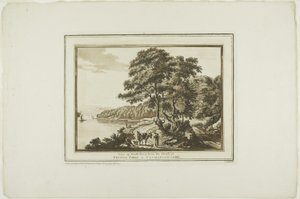 Vue sur la rivière Neath depuis la maison à Briton Ferry dans le Glamorgan Shire, de Douze vues en aquatinte de dessins pris sur place au sud du Pays de Galles - Paul Sandby