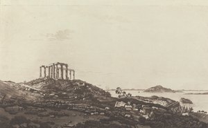Vues du Levant : Temple en ruines sur la colline de Suninum surplombant les îles - Paul Sandby