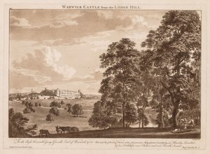 Vues du Château de Warwick : Le Château de Warwick depuis la Colline du Pavillon - Paul Sandby