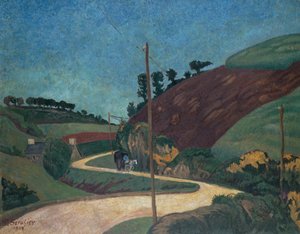 La route de la diligence à la campagne avec une charrette