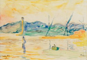 Entrée du port de Saint-Tropez au coucher du soleil - Paul Signac