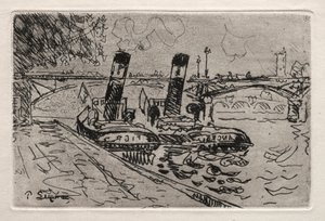 Paris, Le Pont des Arts avec Remorqeurs - Paul Signac