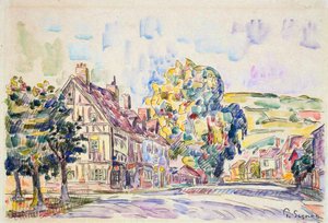 Rue avec une maison à colombages en Normandie, vers 1925 - Paul Signac