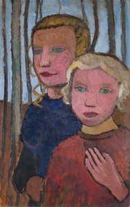 Deux filles devant des bouleaux