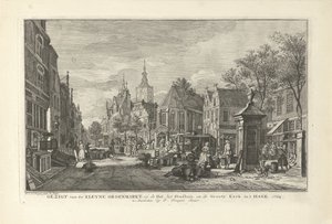Vue sur le Dagelijkse Groenmarkt à La Haye (Acht gezichten in Den Haag) - Paulus Constantijn la Fargue