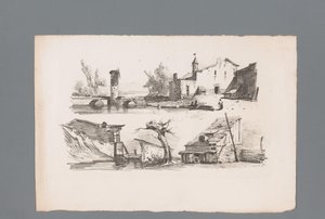 Deux vues de maisons (Principes de paysages)