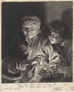 Vieille femme et garçon avec des bougies - Paulus Pontius
