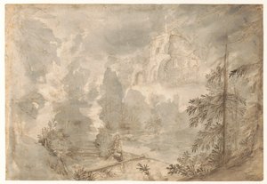Paysage de montagne avec ruines (Paysage du sud de l