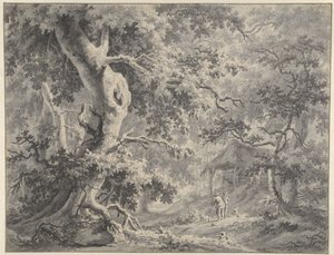 Paysage forestier avec deux figures près d