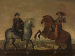 Les princes Maurits et Frederik Hendrik à cheval - Pauwels van Hillegaert (workshop of)