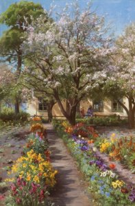 Jardin fleuri au printemps