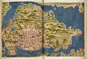 Illustration portugaise de Goa, du manuscrit Livro do Estado da India Oriental de Pedro Barreto de Resende, Sloane MS 197