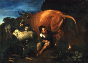 Garçon berger et vache, fin du 17e siècle