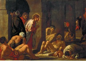 Jésus guérit le paralytique (peinture sur toile)