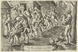 Fête de mariage paysan avec joueur de cornemuse