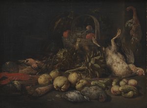 Nature morte avec fruits et oiseaux