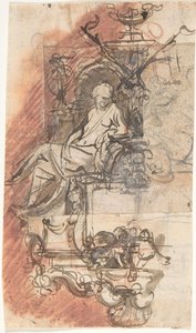 Conception pour un monument sépulcral avec une figure féminine assise, verso - Peeter Verbrugghen II
