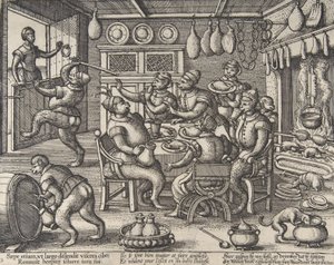 La cuisine grasse, de la série Singes - Peeter van der Borcht