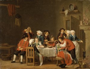 Scène conviviale dans un cottage paysan - Pehr Hilleström