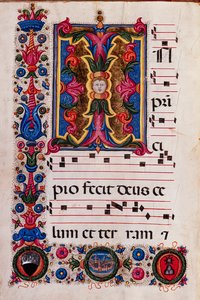 Bibliothèque Piccolomini : livre de chœur, cod. 5.E, ff. 4v avec « Initiale feuillagée » - Pellegrino di Mariano