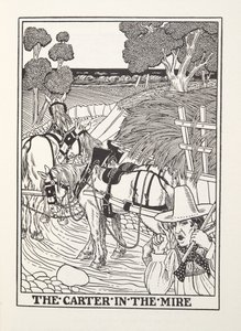 Le Charretier dans la boue, des Fables de Fontaine, pub. 1905