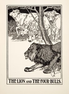 Le lion et les quatre taureaux, de Cent fables d