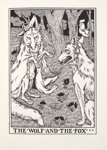 Le Loup et le Renard, des Fables de Fontaine, pub. 1905