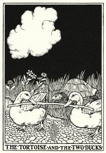 Fables de La Fontaine : La tortue et les deux canards (lithographie) - Percy James Billinghurst