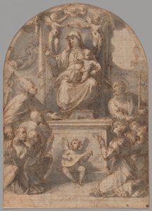 La Vierge en trône avec les saints Grégoire et Jacques, et une famille de donateurs