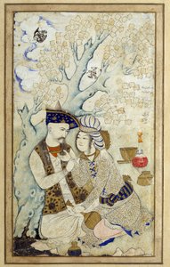 Art islamique : Portrait de Shah Abbas I embrassant un de ses pages