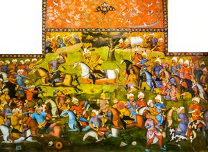 Bataille de Taher-Abad ou Bataille de Merv avec victoire de Shah Ismail I sur Muhammad Shaybani Khan, Salle de Réception, Chehel Sotun, 1647