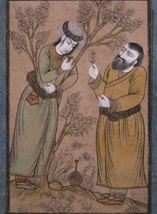 Docteur donnant un remède à base de plantes à un jeune homme, fin du XVIIe siècle-début du XVIIIe siècle - Persian School
