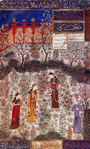Première entrevue du prince Houmay et de la princesse Houmayoun de Chine. Miniature tirée d