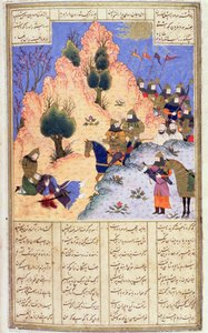 Iskandar réconfortant le mourant Dara, du Shanaman de Firdawsi, c.1440-45